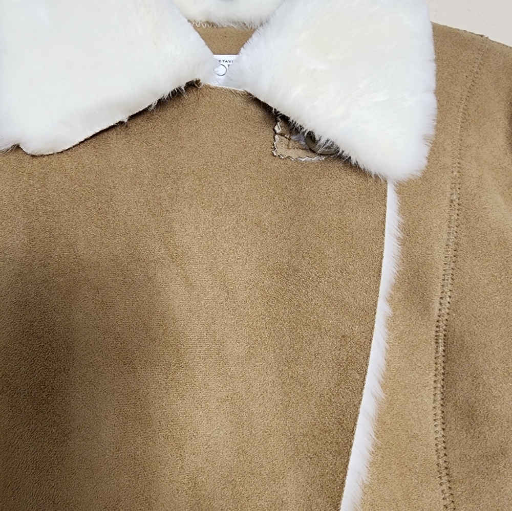 LOFT Faux Suede Faux Fur Coat Women's Size 6 - Picture 4 of 13
